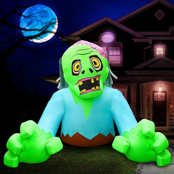 7FT Ground-breaking Zombie Halloween Inflatable Decoration with LED Light - Picture 1 of 7